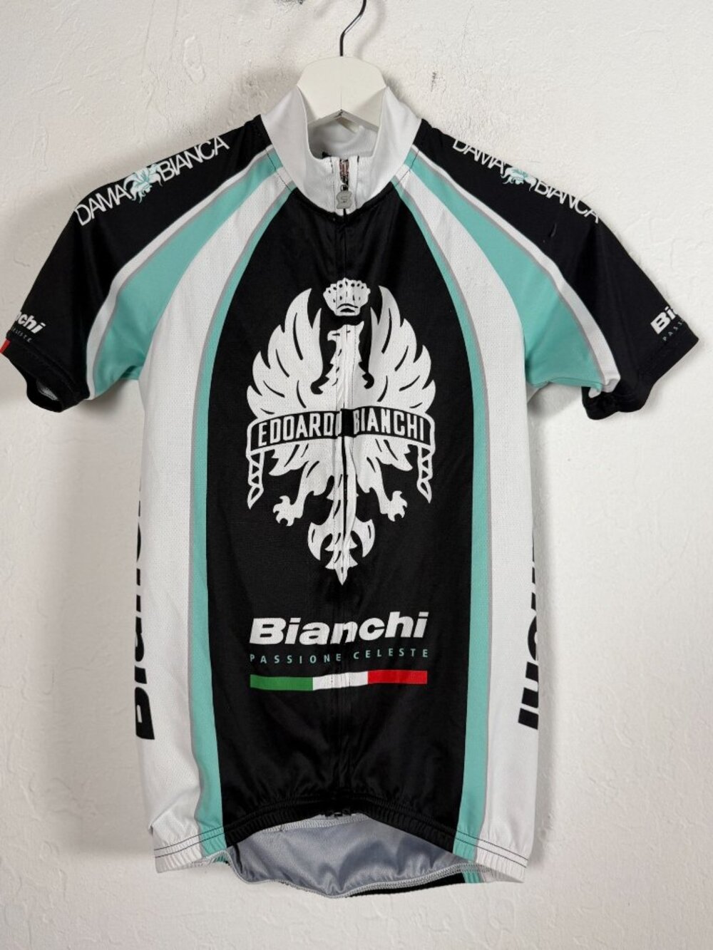 Squadra Bianchi Cycling Jersey Women Small Dama Bianca Celeste Full Zip Bike Top